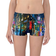 Abstract Vibrant Colour Cityscape Reversible Boyleg Bikini Bottoms