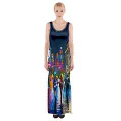 Abstract Vibrant Colour Cityscape Maxi Thigh Split Dress by BangZart