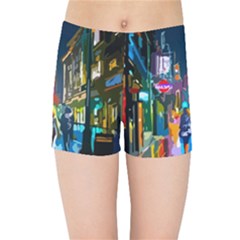 Abstract Vibrant Colour Cityscape Kids Sports Shorts