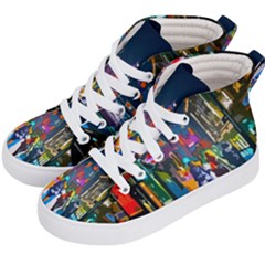 Abstract Vibrant Colour Cityscape Kid s Hi-top Skate Sneakers