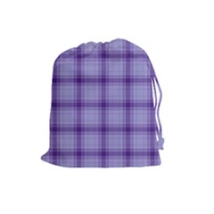 Purple Plaid Original Traditional Drawstring Pouches (Large) 