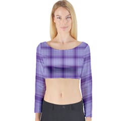 Purple Plaid Original Traditional Long Sleeve Crop Top by BangZart