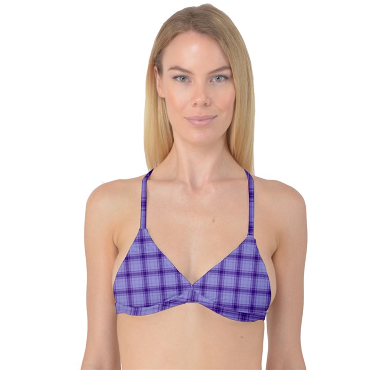 Purple Plaid Original Traditional Reversible Tri Bikini Top