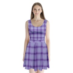 Purple Plaid Original Traditional Split Back Mini Dress 