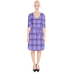 Purple Plaid Original Traditional Wrap Up Cocktail Dress by BangZart