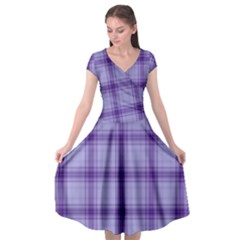 Purple Plaid Original Traditional Cap Sleeve Wrap Front Dress by BangZart
