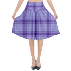Purple Plaid Original Traditional Flared Midi Skirt