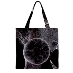 Space Universe Earth Rocket Zipper Grocery Tote Bag