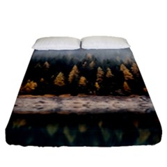 Trees Plants Nature Forests Lake Fitted Sheet (queen Size) by BangZart