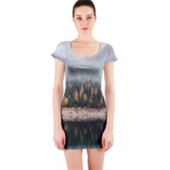 Trees Plants Nature Forests Lake Short Sleeve Bodycon Dress