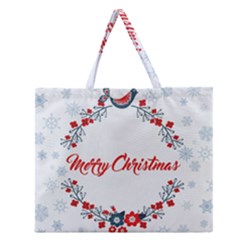 Merry Christmas Christmas Greeting Zipper Large Tote Bag by BangZart