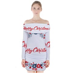 Merry Christmas Christmas Greeting Long Sleeve Off Shoulder Dress