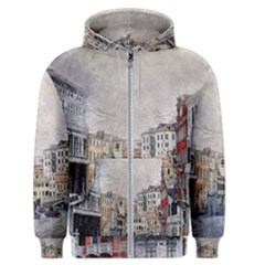 Venice Small Town Watercolor Men s Zipper Hoodie