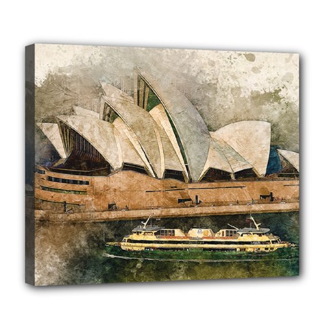 Sydney The Opera House Watercolor Deluxe Canvas 24  X 20   by BangZart