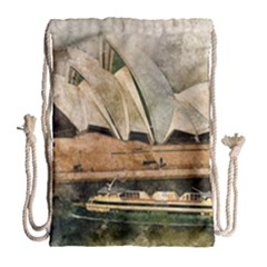 Sydney The Opera House Watercolor Drawstring Bag (large)