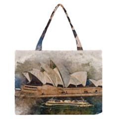 Sydney The Opera House Watercolor Zipper Medium Tote Bag