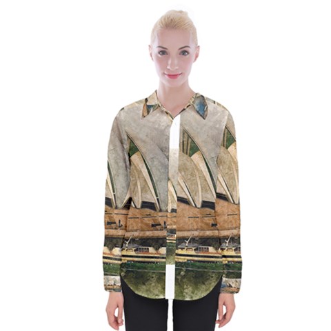 Sydney The Opera House Watercolor Womens Long Sleeve Shirt by BangZart