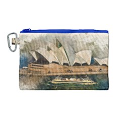 Sydney The Opera House Watercolor Canvas Cosmetic Bag (large)