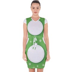 Christmas Bauble Ball Capsleeve Drawstring Dress 