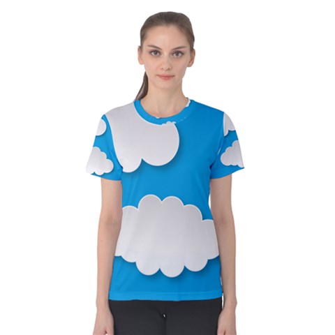 Clouds Sky Background Comic Women s Cotton Tee by BangZart