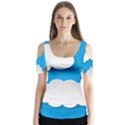 Clouds Sky Background Comic Butterfly Sleeve Cutout Tee  View1