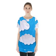Clouds Sky Background Comic Skirt Hem Sports Top by BangZart