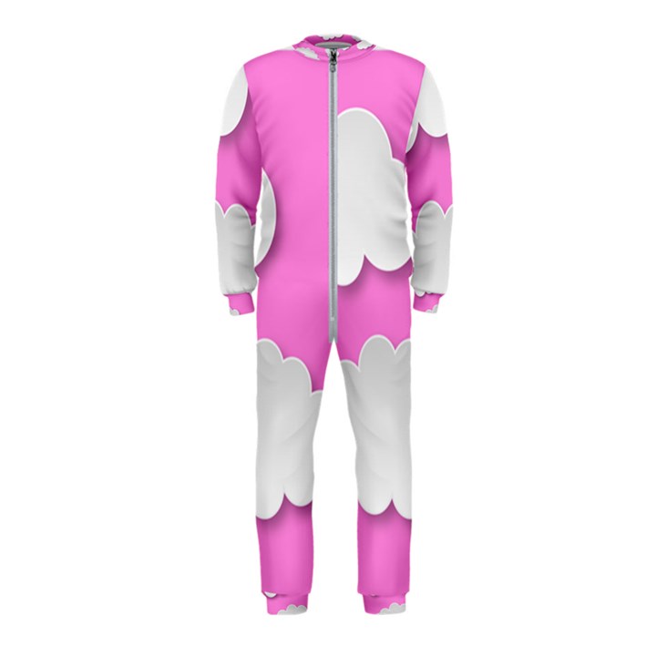 Clouds Sky Pink Comic Background OnePiece Jumpsuit (Kids)