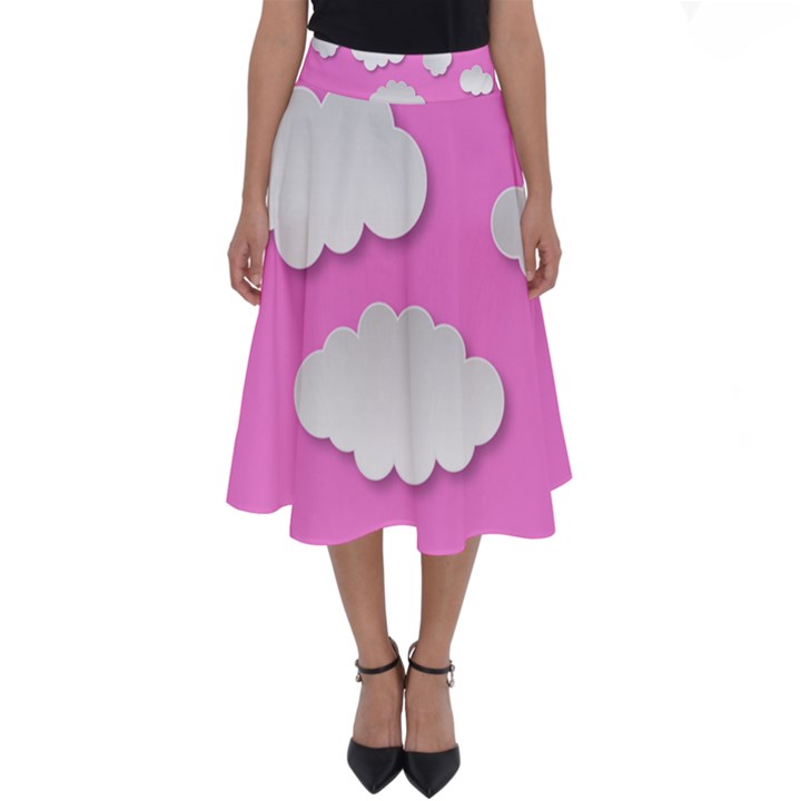 Clouds Sky Pink Comic Background Perfect Length Midi Skirt