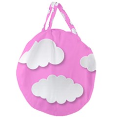 Clouds Sky Pink Comic Background Giant Round Zipper Tote by BangZart