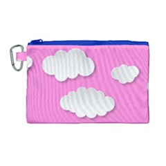 Clouds Sky Pink Comic Background Canvas Cosmetic Bag (large)