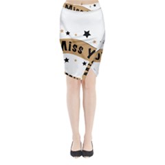 Lettering Miss You Banner Midi Wrap Pencil Skirt