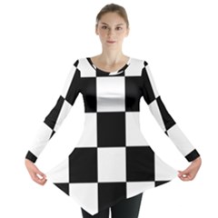 Grid Domino Bank And Black Long Sleeve Tunic  by BangZart