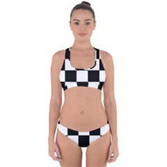 Grid Domino Bank And Black Cross Back Hipster Bikini Set by BangZart