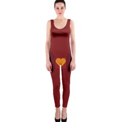 Heart Red Yellow Love Card Design Onepiece Catsuit by BangZart