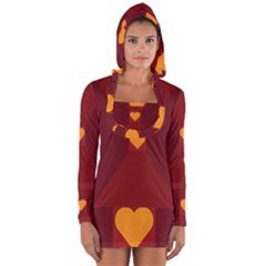 Heart Red Yellow Love Card Design Long Sleeve Hooded T-shirt by BangZart