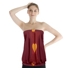 Heart Red Yellow Love Card Design Strapless Top