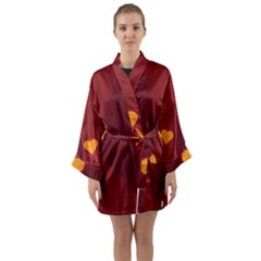 Heart Red Yellow Love Card Design Long Sleeve Kimono Robe