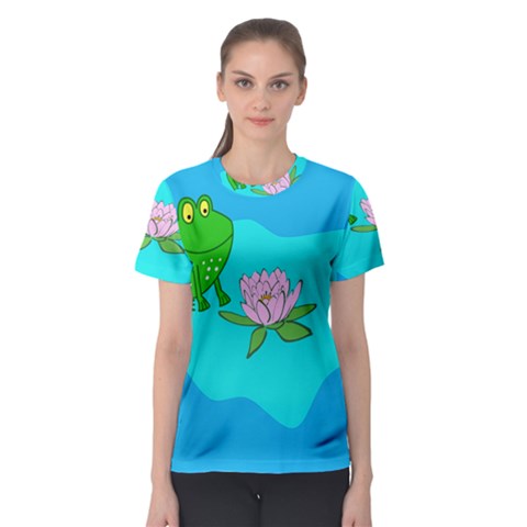 Frog Flower Lilypad Lily Pad Water Women s Sport Mesh Tee by BangZart