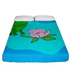 Frog Flower Lilypad Lily Pad Water Fitted Sheet (king Size)