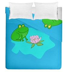 Frog Flower Lilypad Lily Pad Water Duvet Cover Double Side (queen Size)