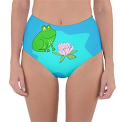 Frog Flower Lilypad Lily Pad Water Reversible High-waist Bikini Bottoms by BangZart