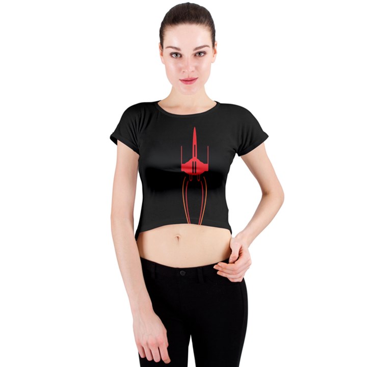 Ship Space Spaceship Crew Neck Crop Top