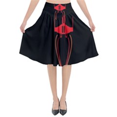 Ship Space Spaceship Flared Midi Skirt