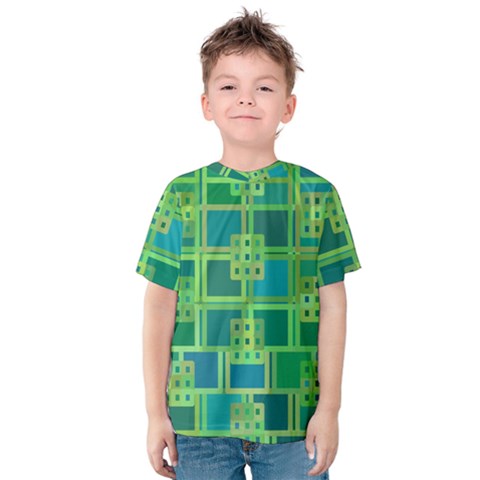 Green Abstract Geometric Kids  Cotton Tee by BangZart