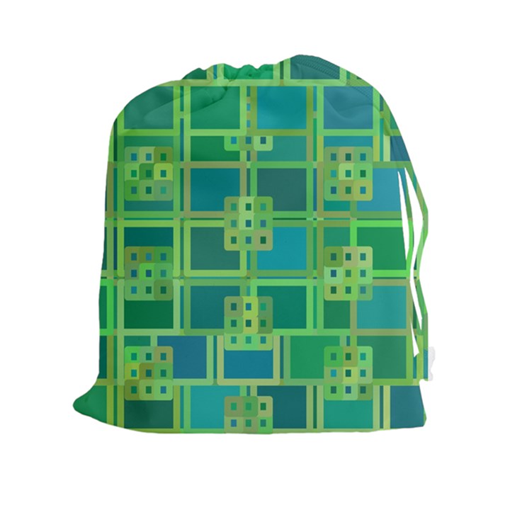 Green Abstract Geometric Drawstring Pouches (XXL)