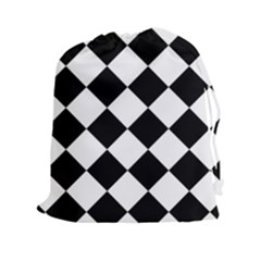 Grid Domino Bank And Black Drawstring Pouches (xxl)
