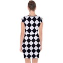 Grid Domino Bank And Black Capsleeve Drawstring Dress  View2