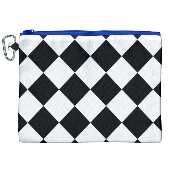 Grid Domino Bank And Black Canvas Cosmetic Bag (XXL)
