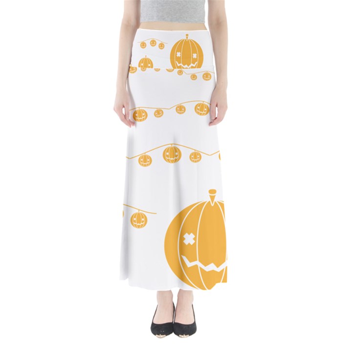 Pumpkin Halloween Deco Garland Full Length Maxi Skirt