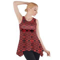 Abstract Background Red Black Side Drop Tank Tunic